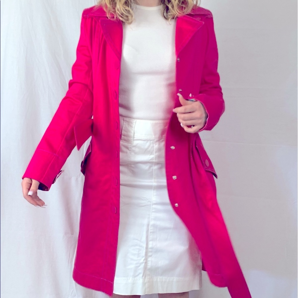Tommy jeans size large hot pink trench coat
